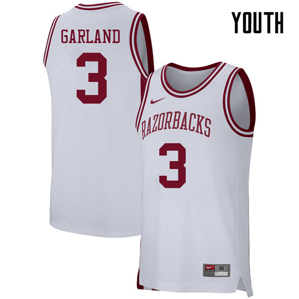 Youth #3 Khalil Garland Arkansas Razorbacks College Basketball 39:39Jerseys Sale-White - Click Image to Close